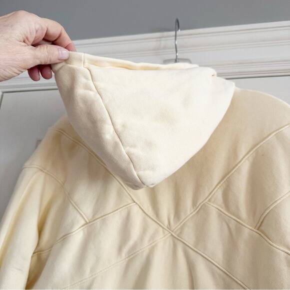 Sezane Aluna Hoodie Sweatshirt Organic Cotton Sweat Shirt Top Ecru Cream Yellow - Picture 10 of 15